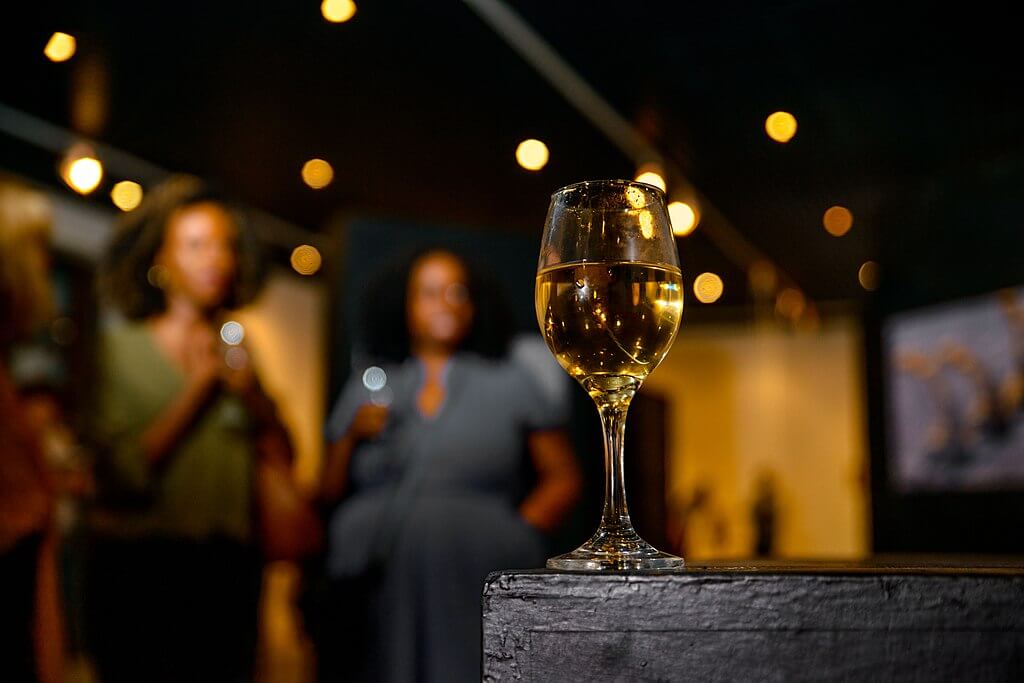 Glass of wine in a modern event